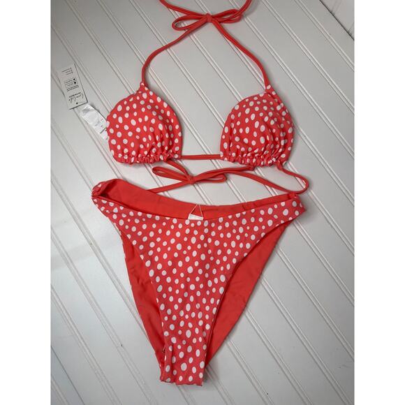 NWT Cupshe Reversible Polka Dot Bikini Top & Extra Cheeky Bottoms Set BUNDLE M - Picture 4 of 7